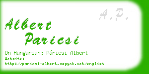 albert paricsi business card